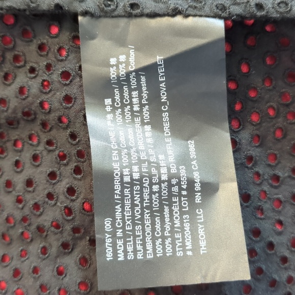 Theory Dress Color Black Size 00 BD Ruffle DR Nova Eyelet - Picture 10 of 10